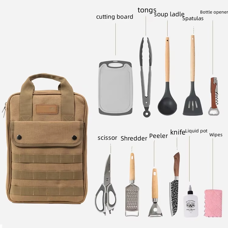 Camping Cooking Utensil Organizer - Conjunto de utensílios de cozinha para