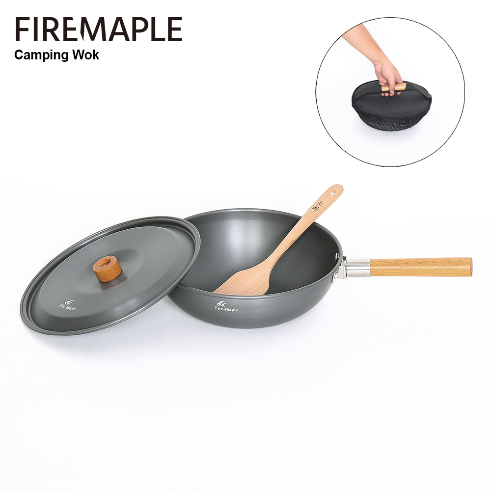 Camping Cooking On Fire - Wok de acampamento de bordo de