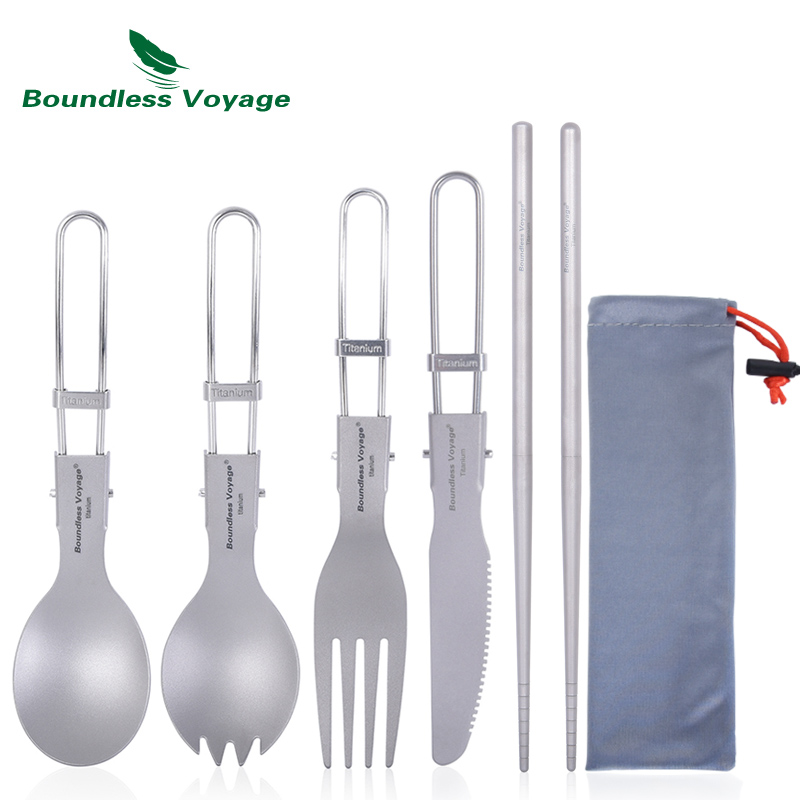Camping Cooking Cutlery Set - Talheres de titânio para acampamento, viagem