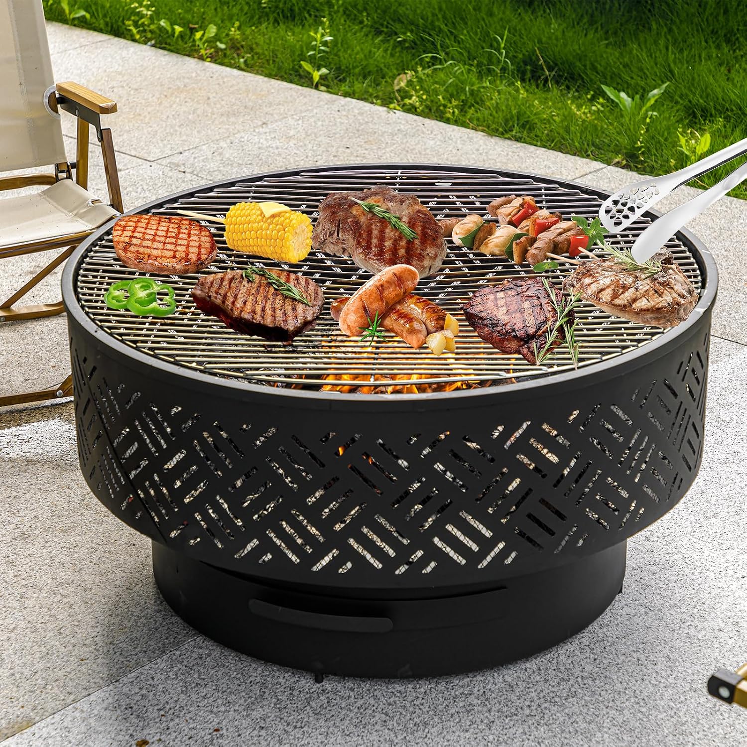 Mesa Redonda de Metal para Fog - Camping Cooking Fire Pit avaliação e preço