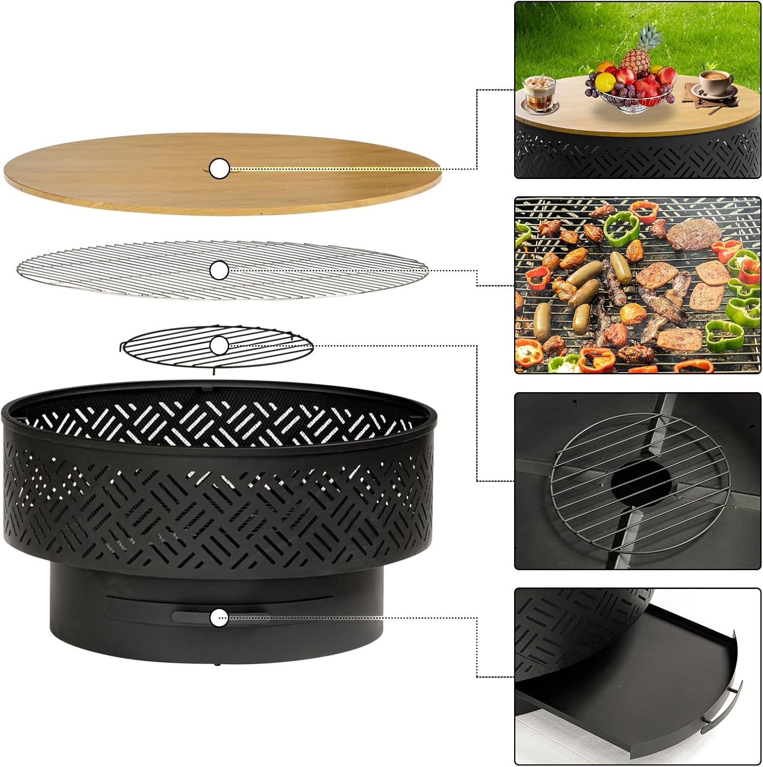 Mesa Redonda de Metal para Fog - Camping Cooking Fire Pit avaliação e preço