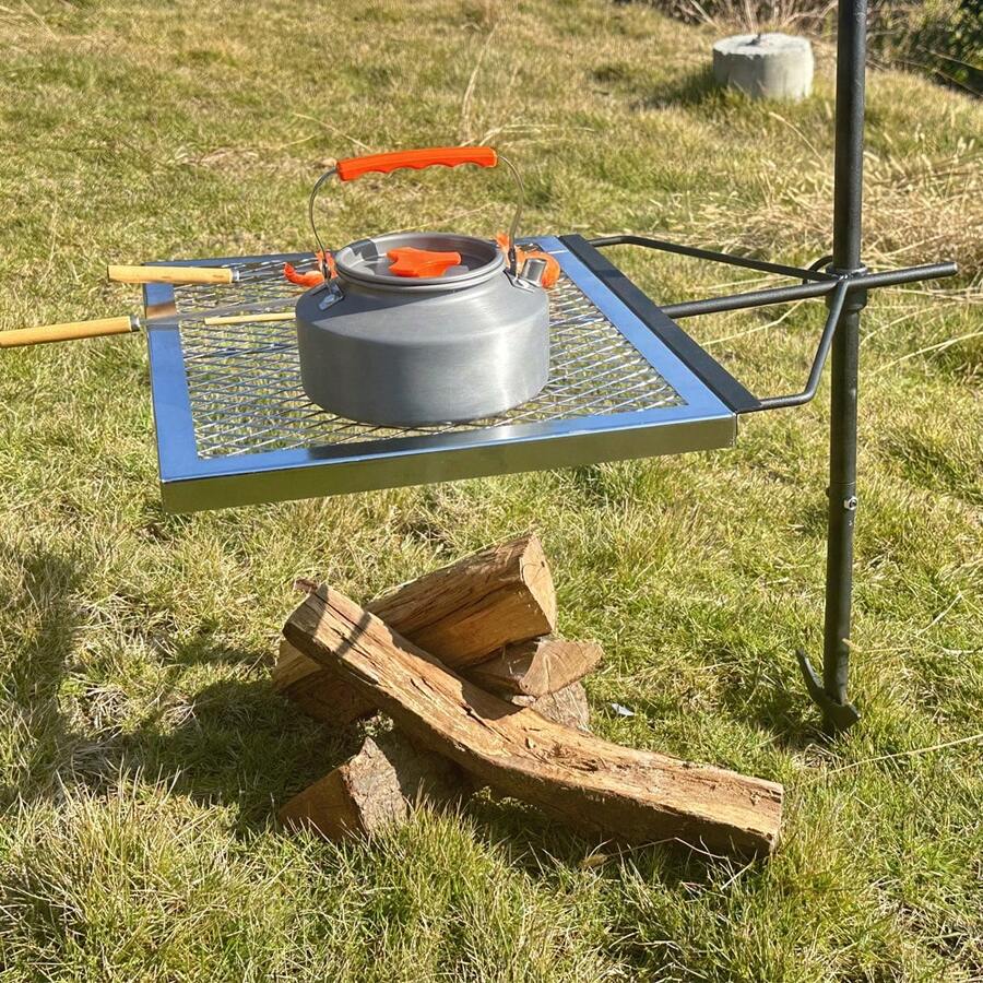 360 °   Grelha Rotativa Ajustá - Camping Cooking Fire Pit avaliação e preço
