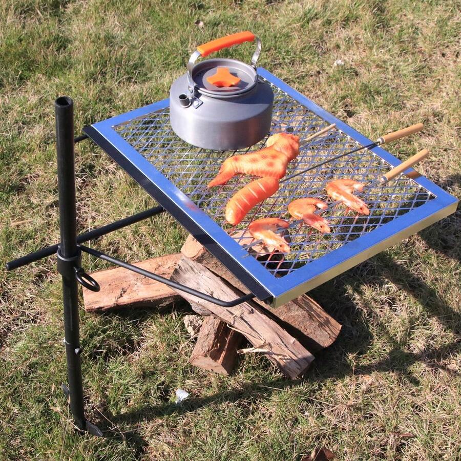360 °   Grelha Rotativa Ajustá - Camping Cooking Fire Pit avaliação e preço