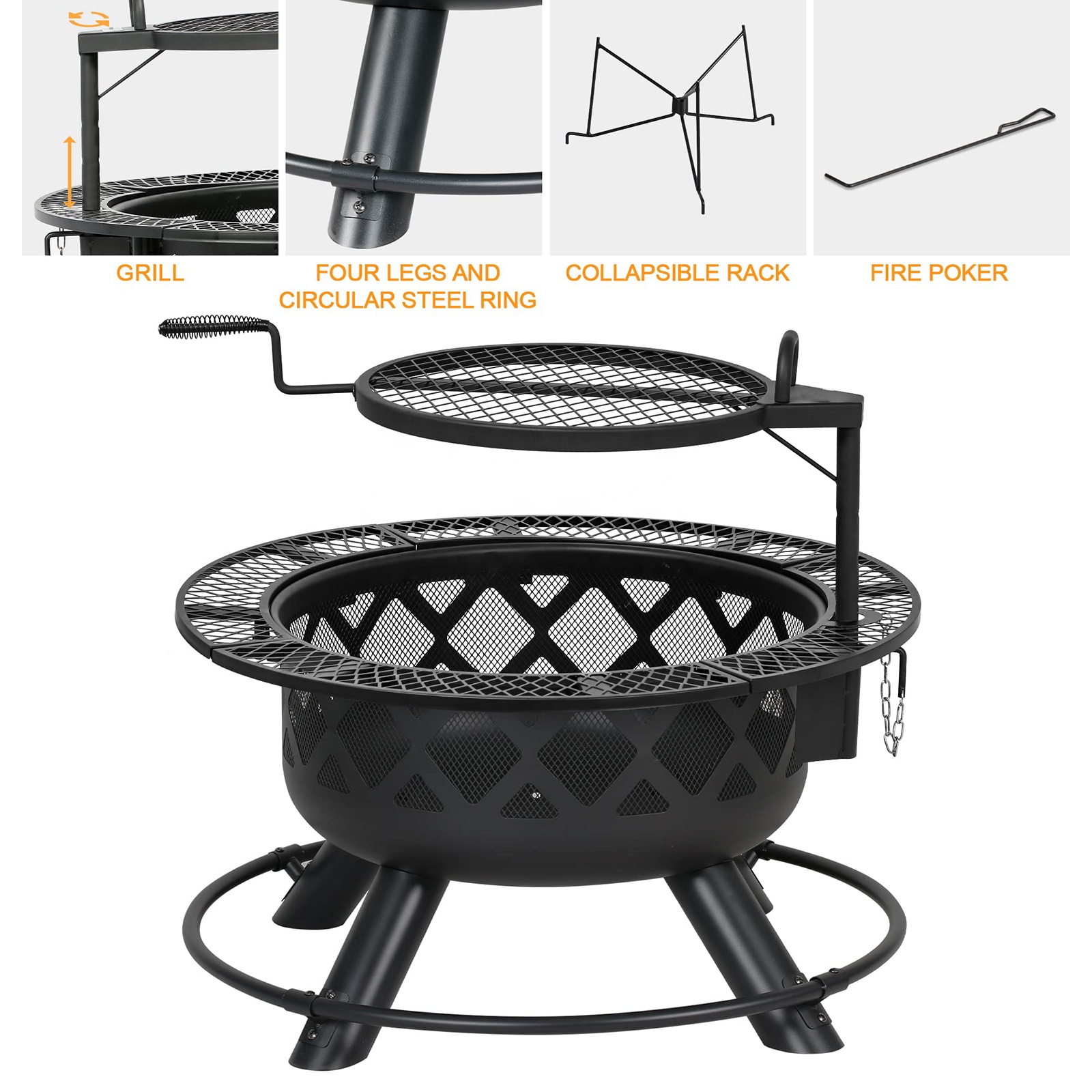 Grande ao ar livre queima de m - Camping Cooking Fire Pit avaliação e preço